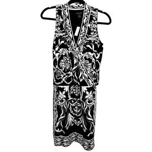 White House Black Market Floral Faux Wrap Dress Size S Black White Sleeveless